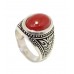 Ring Silver Sterling 925 Carnelian Stone Men's Handmade Hand Engraved A943